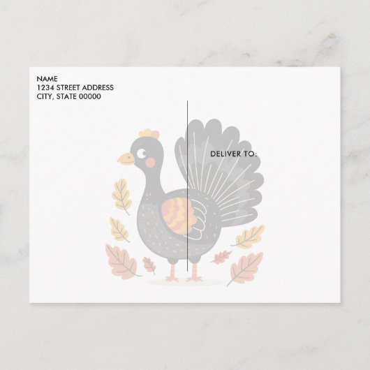 Cute Turkey Happy Thanksgiving Briefkaart (Achterkant)