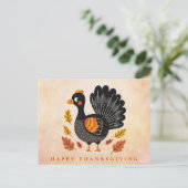 Cute Turkey Happy Thanksgiving Briefkaart (Staand voorkant)