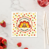 Cute Turkey Happy Thanksgiving Gobble Polka Dots Servet (Insitu)