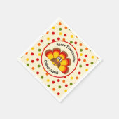Cute Turkey Happy Thanksgiving Gobble Polka Dots Servet (Hoek)