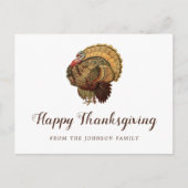 Cute  Turkey Happy Thanksgiving Greetings Briefkaart (Voorkant)