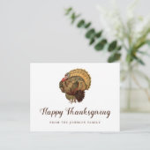 Cute  Turkey Happy Thanksgiving Greetings Briefkaart (Staand voorkant)