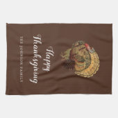 Cute  Turkey Happy Thanksgiving Theedoek (Horizontaal)