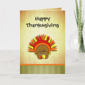Cute Turkey Happy Thanksgiving Wenskaart Feestdagen Kaart (Voorkant)