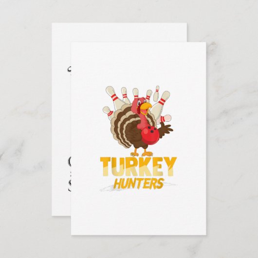 Cute Turkey Hunter Funny Bowling Thanksgiving Kaart (Voorkant / Achterkant)