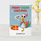 Cute Turkey Merry Vegan Christmas Kaart (Gele Bloem)