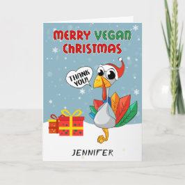 Cute Turkey Merry Vegan Christmas Kaart