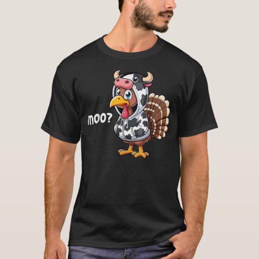 Cute Turkey Moo Cow Funny Turkey Trot Outfit Thank T-shirt (Voorkant)