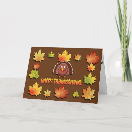 Cute Turkey on Thanksgiving Kaart (Voorkant)