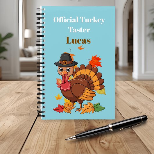 Cute Turkey Pilgrim Notebook for Kids, Personalize Notitieboek