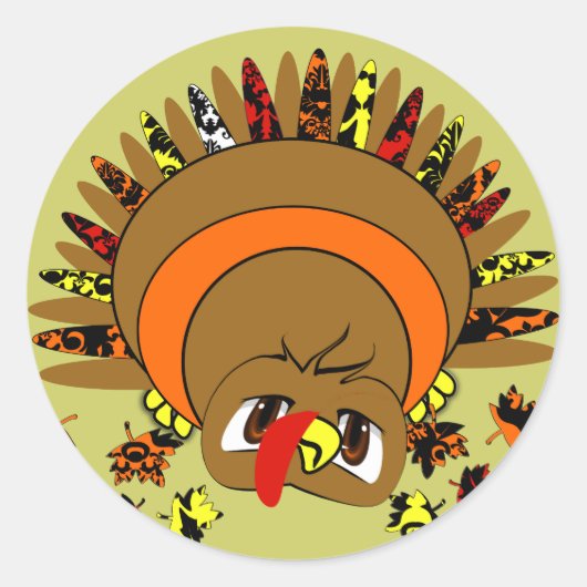 Cute Turkey Ronde Sticker (Voorkant)