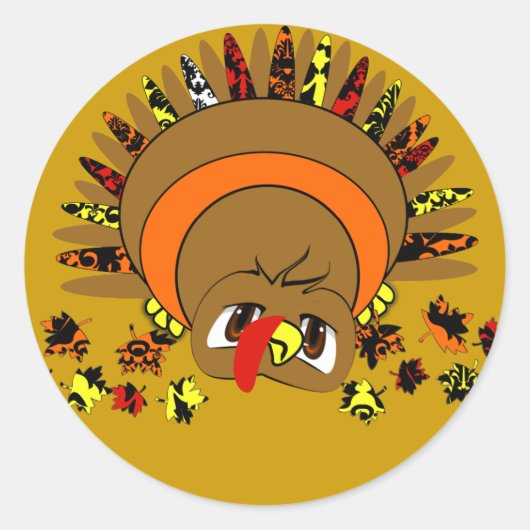 Cute Turkey Ronde Sticker (Voorkant)