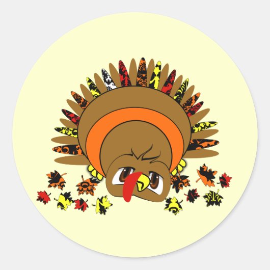 Cute Turkey Ronde Sticker (Voorkant)