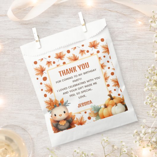 Cute Turkey Thanksgiving 1st Birthday Thank You Bedankzakje (Geknipt)
