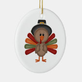 Cute Turkey Thanksgiving (aanpasbaar) Keramisch Ornament (Rechts)