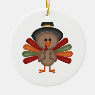 Cute Turkey Thanksgiving (aanpasbaar) Keramisch Ornament