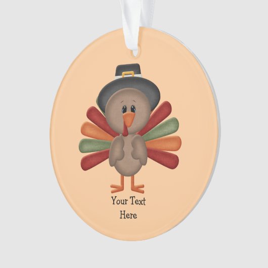 Cute Turkey Thanksgiving (aanpasbaar) Ornament (voorkant)