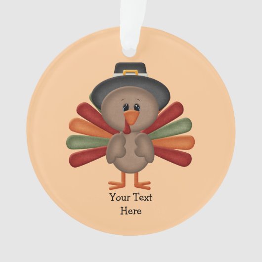 Cute Turkey Thanksgiving (aanpasbaar) Ornament (voorkant)