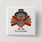 Cute Turkey Thanksgiving (aanpasbaar) Vierkante Button 5,1 Cm (Voorkant)