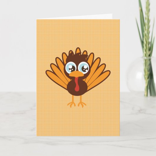 Cute Turkey Thanksgiving Card Feestdagen Kaart (Voorkant)