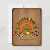 Cute Turkey Thanksgiving Dinner Invitation Kaart (Achterkant)