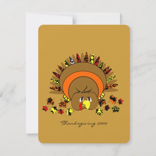 Cute Turkey Thanksgiving Dinner Invitation Kaart (Achterkant)