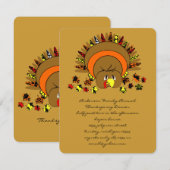 Cute Turkey Thanksgiving Dinner Invitation Kaart (Voorkant / Achterkant)