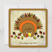 Cute Turkey Thanksgiving Dinner Invitation Kaart (Achterkant)