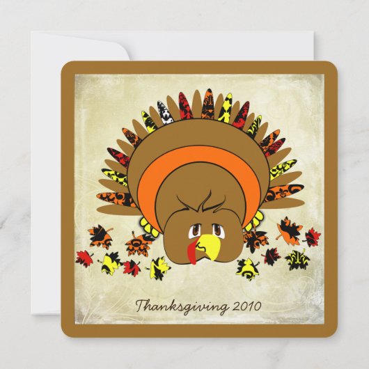 Cute Turkey Thanksgiving Dinner Invitation Kaart (Achterkant)