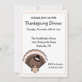 Cute Turkey Thanksgiving Dinner Kaart (Voorkant)