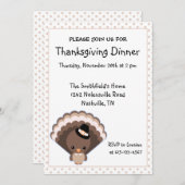 Cute Turkey Thanksgiving Dinner Kaart (Voorkant / Achterkant)