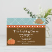 Cute Turkey Thanksgiving Dinner Party Invision Kaart (Staand voorkant)