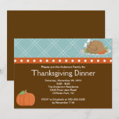 Cute Turkey Thanksgiving Dinner Party Invision Kaart (Voorkant / Achterkant)