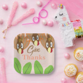 Cute Turkey Thanksgiving Dinner Party Papieren Bordje (Feest)
