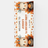 Cute Turkey Thanksgiving Fall 1st Birthday WELCOME Spandoek (Verticaal)