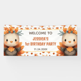 Cute Turkey Thanksgiving Fall 1st Birthday WELCOME Spandoek