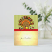 Cute Turkey Thanksgiving Flyer Feestdagenkaart (Staand voorkant)