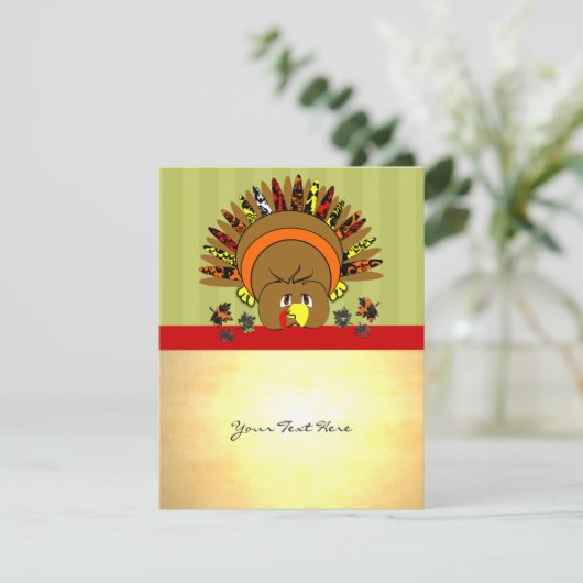 Cute Turkey Thanksgiving Flyer Feestdagenkaart (Staand voorkant)