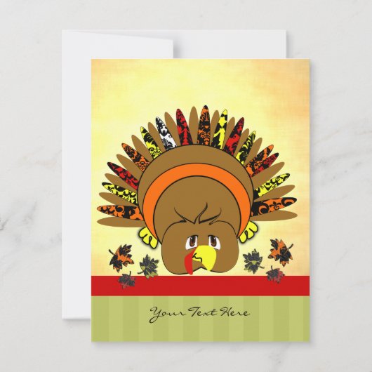 Cute Turkey Thanksgiving Flyer Feestdagenkaart (Achterkant)