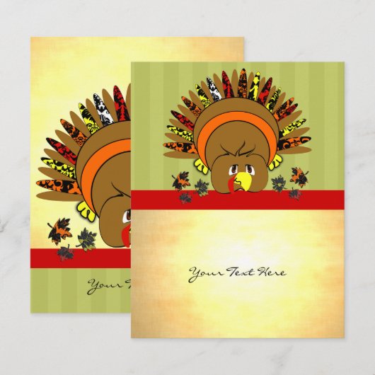 Cute Turkey Thanksgiving Flyer Feestdagenkaart (Voorkant / Achterkant)