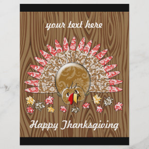 Cute Turkey Thanksgiving Flyer Wood Grain