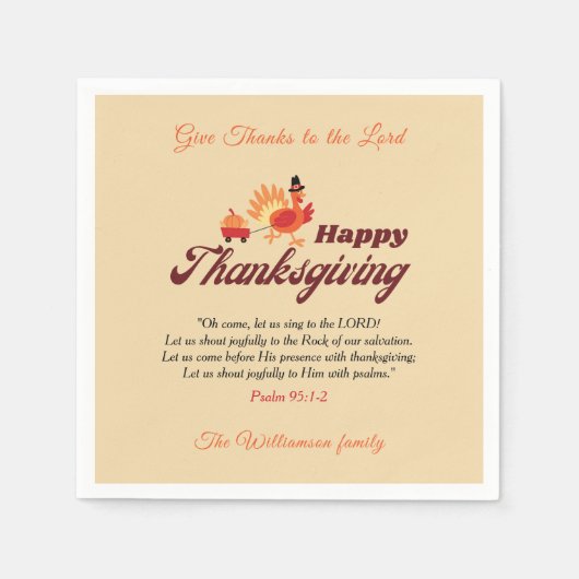 Cute Turkey Thanksgiving | Give Thanks to the Lord Servet (Voorkant)