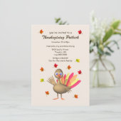Cute Turkey Thanksgiving Potluck Kaart (Staand voorkant)