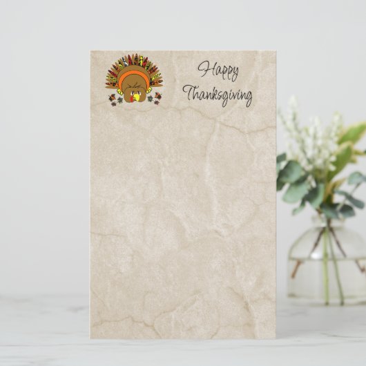 Cute Turkey Thanksgiving Stationery Briefpapier (Staand voorkant)