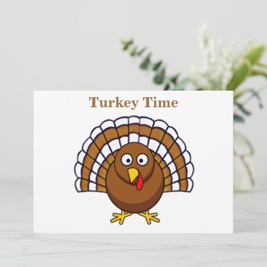 Cute Turkey Thanksgiving Uitnodigingen (Staand voorkant)