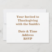 Cute Turkey Thanksgiving Uitnodigingen (Achterkant)