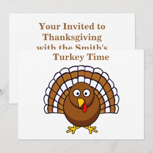 Cute Turkey Thanksgiving Uitnodigingen (Voorkant / Achterkant)