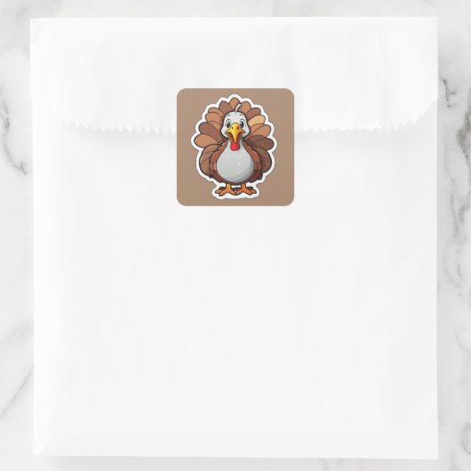 Cute turkey vierkante sticker (Tas)