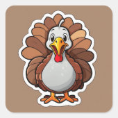 Cute turkey vierkante sticker (Voorkant)