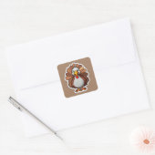 Cute turkey vierkante sticker (Envelop)